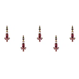 Comet Busters 5 Pcs Embellished Reusable Designer Bindis - Maroon & Green image 2