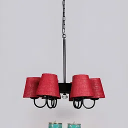Devansh Maroon & Black Iron Contemporary Ceiling Lamp-image-8