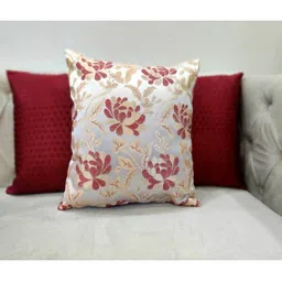 Good Vibes Maroon & Off White Set of 3 Floral Square Cushion Covers-44
