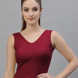 Friskers Maroon Fitted Rib Crop Top-29