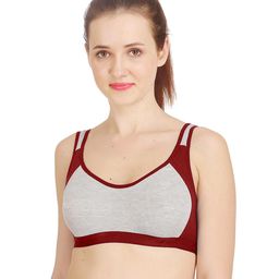 AROUSY Maroon & Grey Non Padded & Non-Wired Minimizer Bra-picture-17