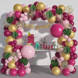 Special You Burgundy & Pink 72 Pcs Birthday Decor-38
