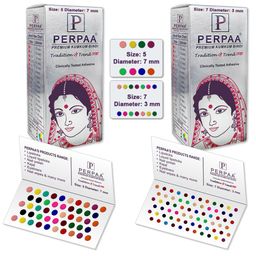 PERPAA Set of 2 Red Velvet Kumkum Bindi Box with 15 Flaps Each - Size 05 & 07-67