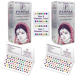 PERPAA Set Of 2 Premium Velvet Multicolor Kumkum Bindi - 15 Flaps Each - 06-07-8