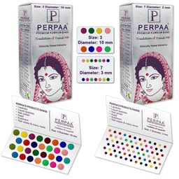 PERPAA Set Of 2 Premium Velvet Multicolor Kumkum Bindi - 15 Flaps Each - 03-07-14