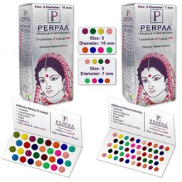 PERPAA Set of 2 Red Velvet Kumkum Bindi Box with 15 Flaps Each - Size 03 & 05-72