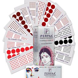 PERPAA Set of 16 Premium Velvet Sticker Kumkum Bindi Flaps - Red + Maroon + Burgundy + Black-33