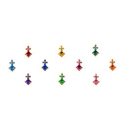 Comet Busters 10 Pcs Embellished Reusable Designer Bindis - Multicoloured-17