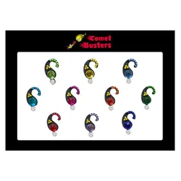 Comet Busters 10 Pcs Embellished Reusable Paisley Designer Bindis - Multicoloured-17