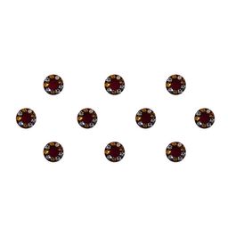 Comet Busters 10 Pcs Reusable Circular Embellished Designer Bindis - Maroon-14