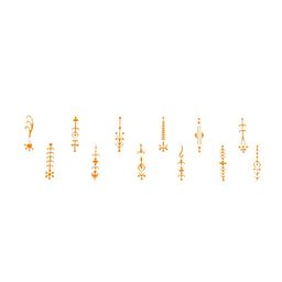 Comet Busters 12 Pcs Reusable Designer Bindis - Yellow-36