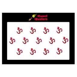Comet Busters 13 Pcs Embellished Reusable Om-Shaped Designer Bindis - Red-11