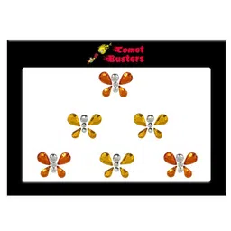 Comet Busters 6 Pcs Embellished Reusable Butterfly-Shaped Bindis - Orange & Gold-Toned-40