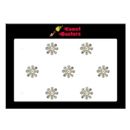 Comet Busters 7 Pcs Embellished Reusable Floral Bindis - Silver-Toned-30