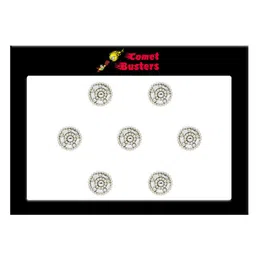 Comet Busters 7 Pcs Embellished Reusable Designer Bindis - Silver-Toned-44