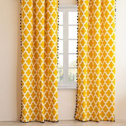 HOMEMONDE 2 Pcs Yellow & White Ethnic Motifs Cotton Room Darkening Door Curtain-5