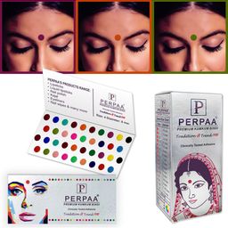 PERPAA Set Of 2 Premium Velvet Multicolor Kumkum Bindi - 15 Flaps Each - 04-07 image 5