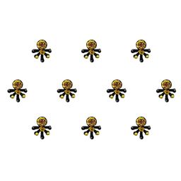 Comet Busters 10 Pcs Embellished Reusable Designer Bindis - Black & Gold-Toned image 3