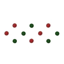 Comet Busters 10 Pcs Embellished Reusable Bindis - Red & Green image 3