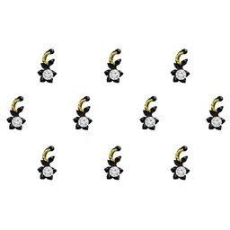 Comet Busters 10 Pcs Embellished Reusable Designer Bindis - Black & Gold-Toned image 2