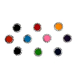 Comet Busters Multicolored Stone Studded Round Shaped Bindis - 10 Pcs image 2