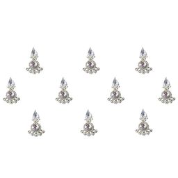 Comet Busters 10 Pcs Embellished Reusable Designer Bindis - Silver-Toned image 3
