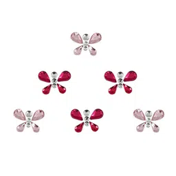 Comet Busters 6 Pcs Embellished Reusable Butterfly-Shaped Bindis - Pink & Magenta image 2
