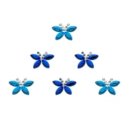 Comet Busters 6 Pcs Embellished Reusable Butterfly-Shaped Bindis - Blue image 2