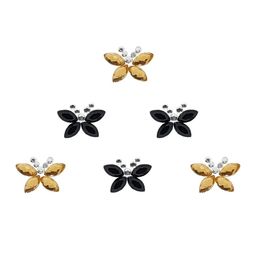 Comet Busters 6 Pcs Embellished Reusable Butterfly-Shaped Bindis - Black & Gold-Toned image 3