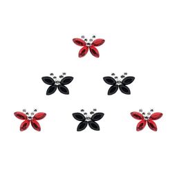 Comet Busters 6 Pcs Embellished Reusable Butterfly-Shaped Bindis - Black & Red image 3
