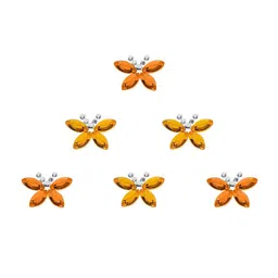 Comet Busters 6 Pcs Embellished Reusable Butterfly-Shaped Bindis - Orange image 2
