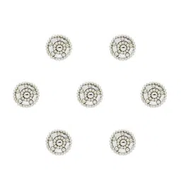 Comet Busters 7 Pcs Embellished Reusable Designer Bindis - Silver-Toned image 3