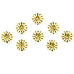 Comet Busters 8 Pcs Embellished Reusable Designer Bindis - Gold-Toned image 2