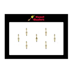 Comet Busters 7 Pcs Embellished Reusable Designer Bindis - Gold-Toned image 2