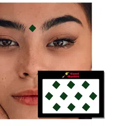 Comet Busters 10 Pcs Reusable Diamond-Shaped Designer Bindis - Green image 2