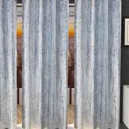 Stella Creations Blue 3 Pieces Floral Room Darkening Long Door Curtains-image-31