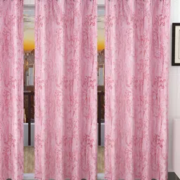 Stella Creations Pink 3 Pcs Printed Long Door Curtains-image-79