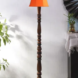Devansh Orange Wooden Conical Floor Lamp-40