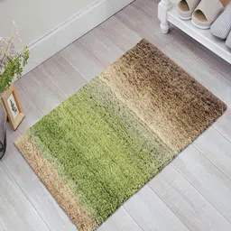 Saral Home Green & Brown Cotton Shaggy Floor Mat-44