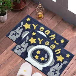 FABINALIV Set of 2 Blue & WhiteAnti Skid Door Mats-44