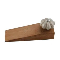 Indianshelf Brown & Grey 2 Pieces Wooden Melon Crackle Door Stoppers image 2
