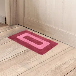 Black gold Pack of 2 Maroon & Pink Self Designed Cotton Anti Slip Entrance Doormat-picture-13