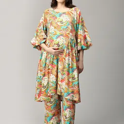 The Mom Store Printed Top & Trouser Pure Cotton Maternity Co-Ords-image-30