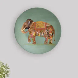 quirk india Multicolour Ceramic Royal Elephant Deocrative Wall Plate-picture-20