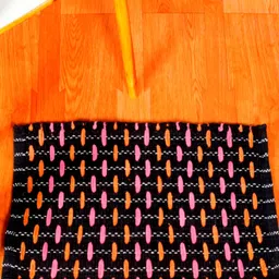 HANDICRAFT PALACE Black & Pink Cotton Rectangular Non-Slip Doormat-14