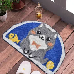 FABINALIV Blue & Grey Cartoon Patterned Anti-Skid Doormat-60
