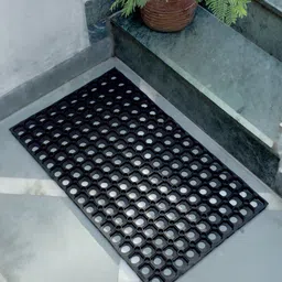 HOSTA HOMES Black Hollow Rubber Doormat-16