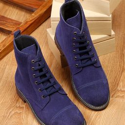 LOUIS STITCH Men Blue Suede Boots-image-17