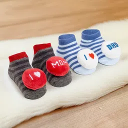Baby Moo Infants Pack Of 2 Self-Design Soft & Comfortable Socks Booties-12