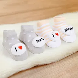 Baby Moo Infants Pack Of 2 Self-Design Soft & Comfortable Socks Booties-2